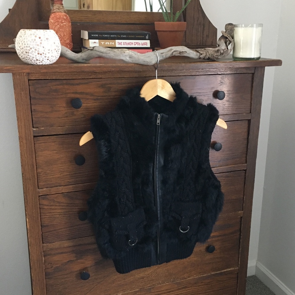 Black Fur Vest